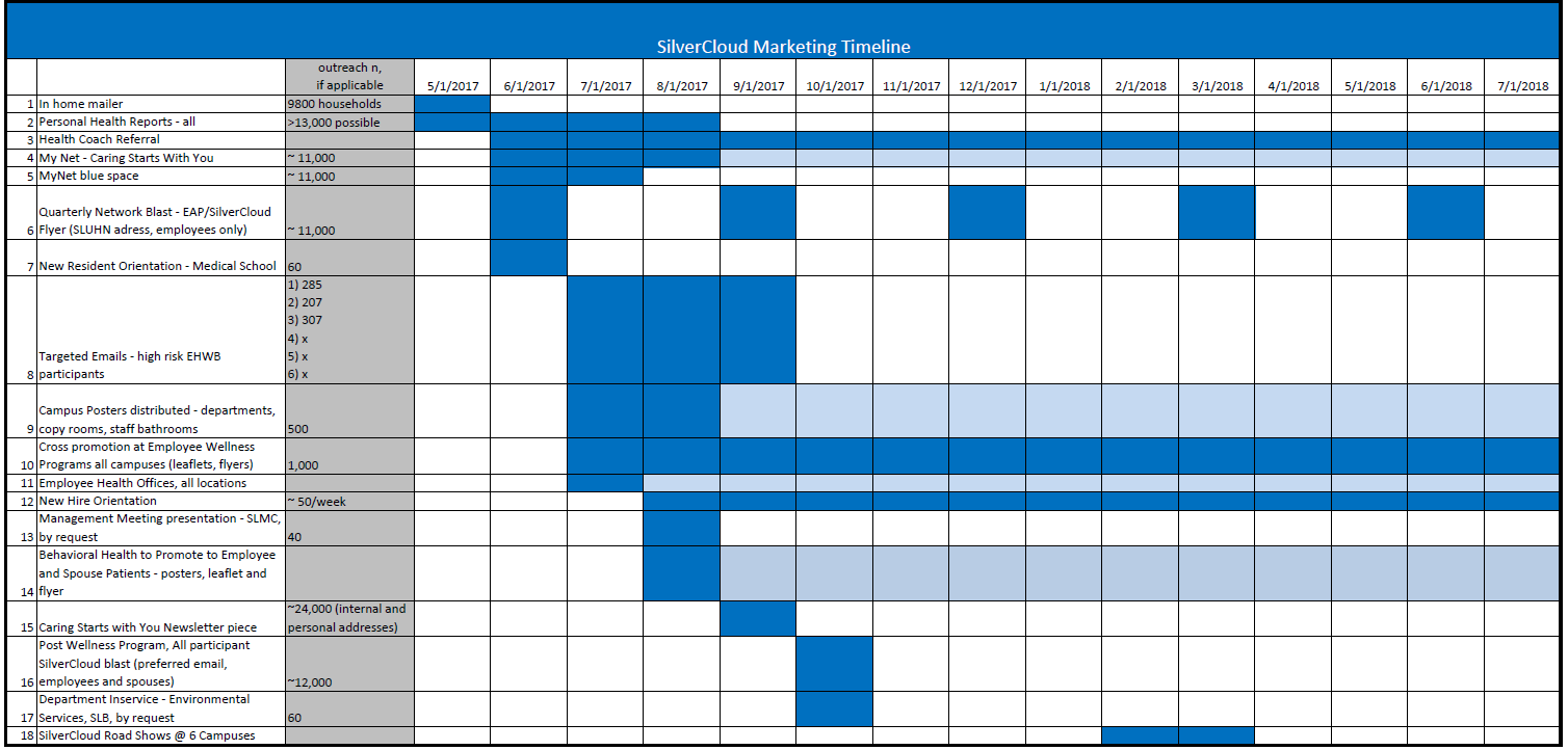 Figure 9 SilverCloud Marketing Timeline
